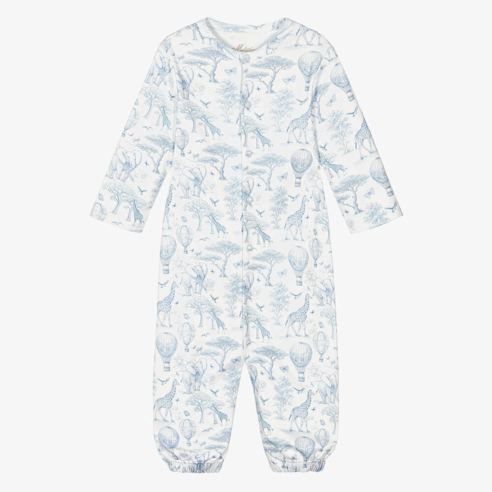 My Little Pie-Blue Supima African Animals Toile de Jouy Converter Gown | Childrensalon