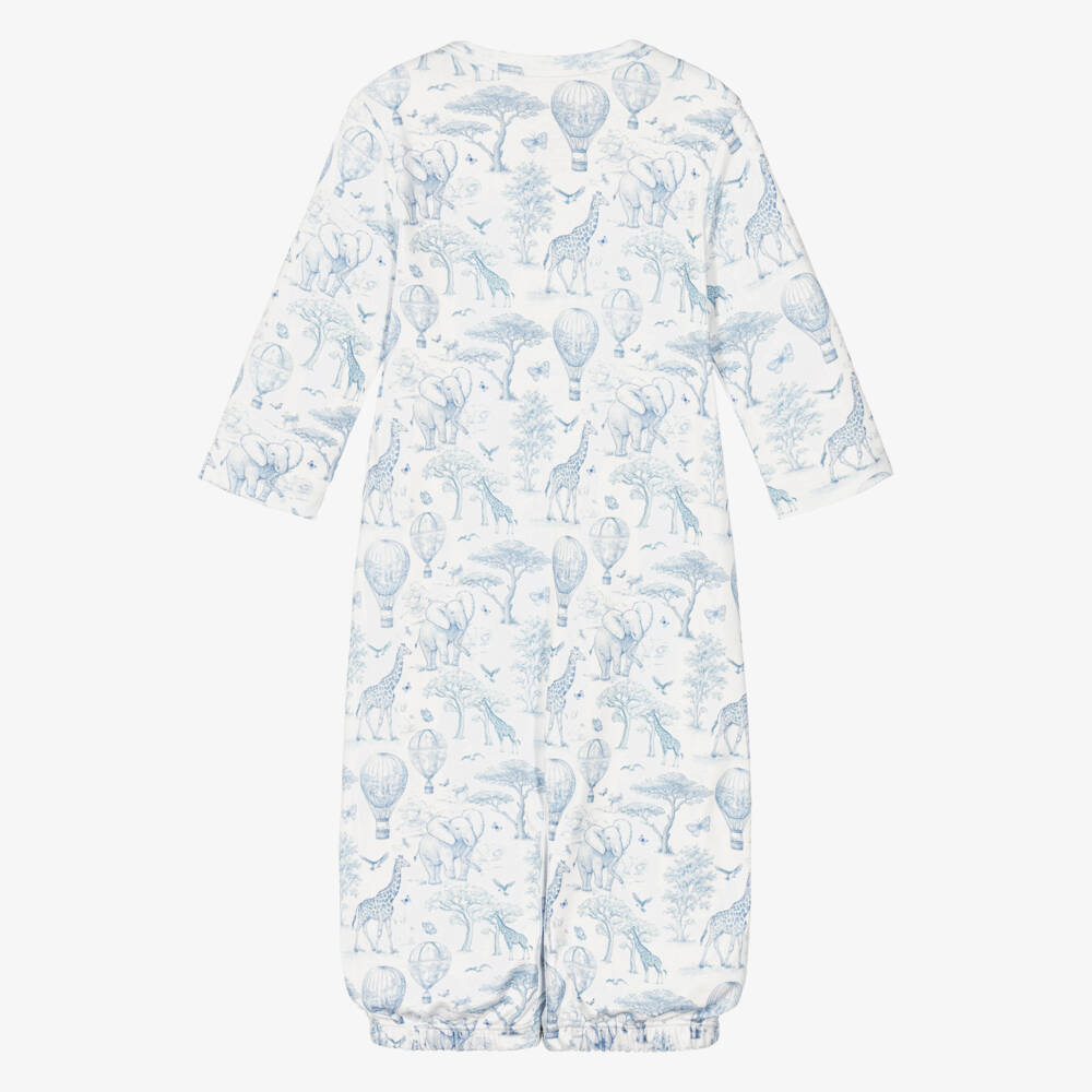 My Little Pie-Blue Supima African Animals Toile de Jouy Converter Gown | Childrensalon