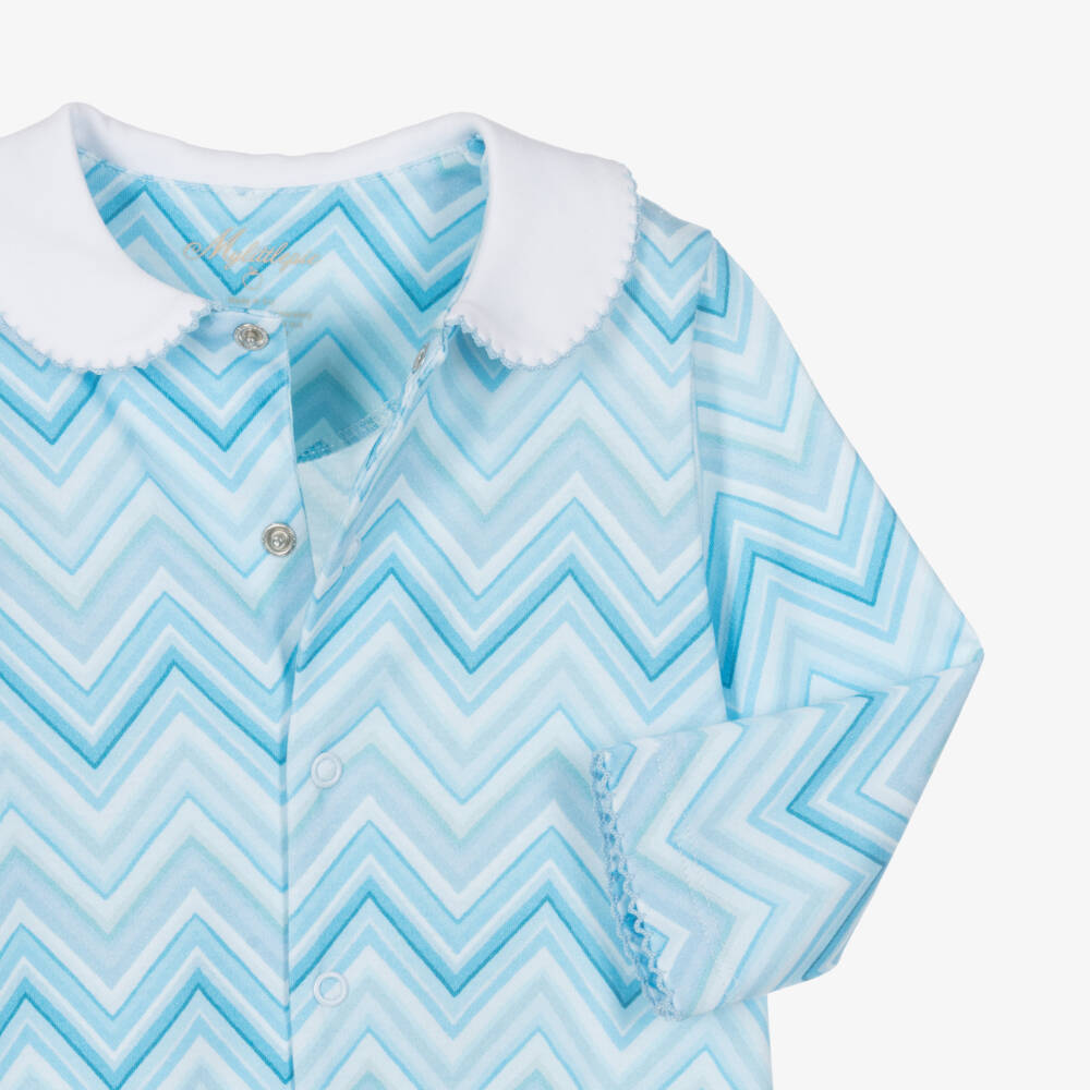 My Little Pie-Blue Supima Cotton Zigzag Babygrow & Hat Set | Childrensalon