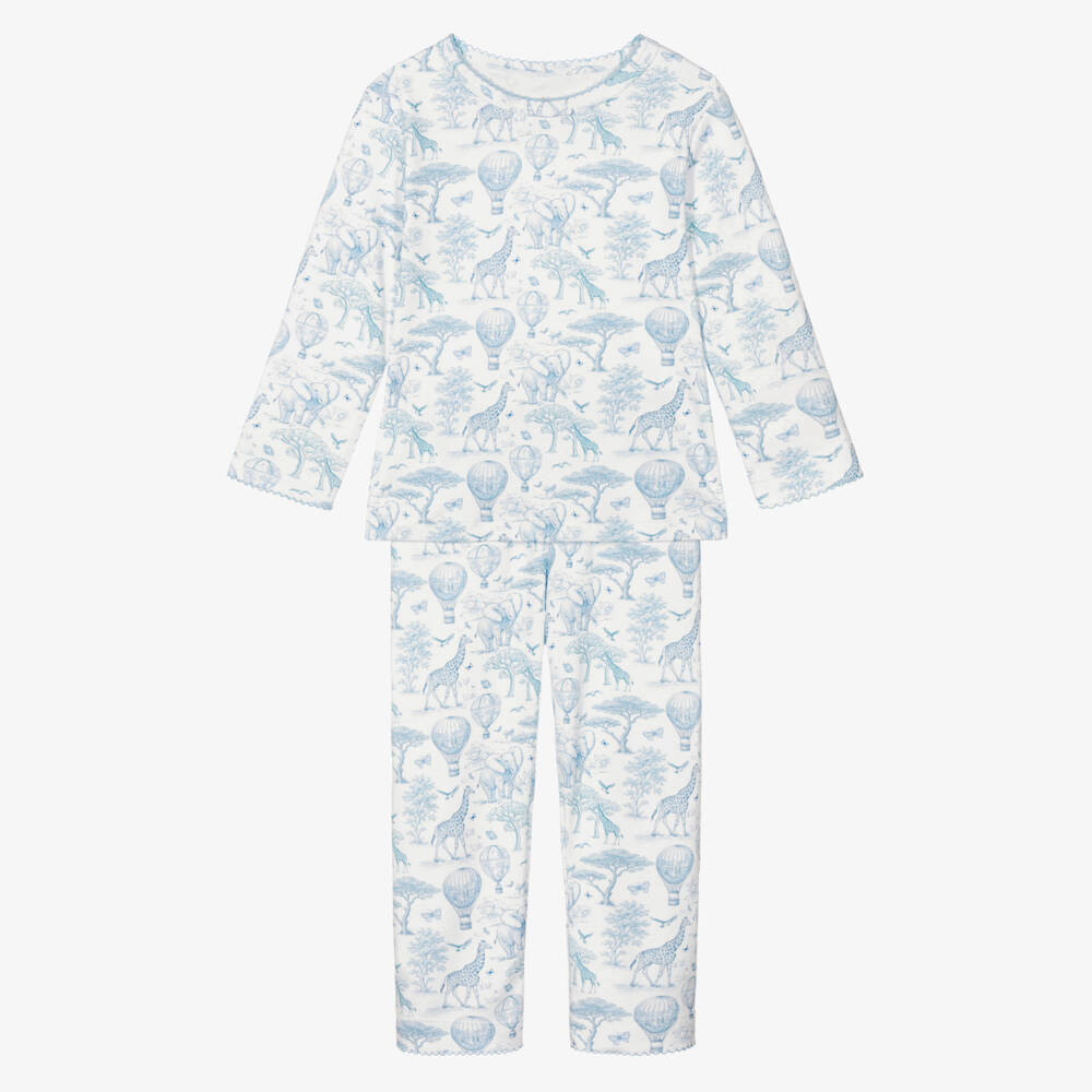 My Little Pie-Blue Supima Toile de Juoy Pyjamas with African Animals Print | Childrensalon