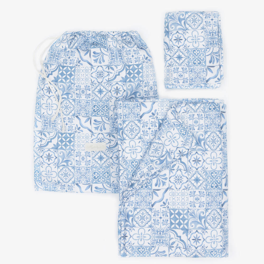 My Little Pie-Blue & White Amalfi Supima Cotton Single Bedding Set | Childrensalon