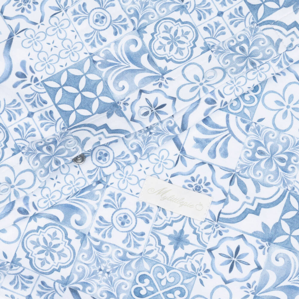 My Little Pie-Blue & White Amalfi Supima Cotton Single Bedding Set | Childrensalon