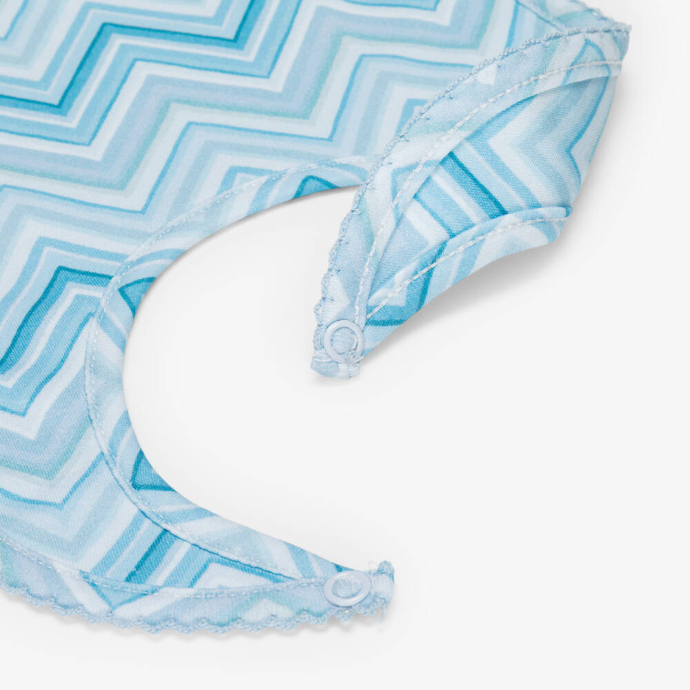 My Little Pie-Blue Zigzag Print Supima Cotton Baby Bib | Childrensalon