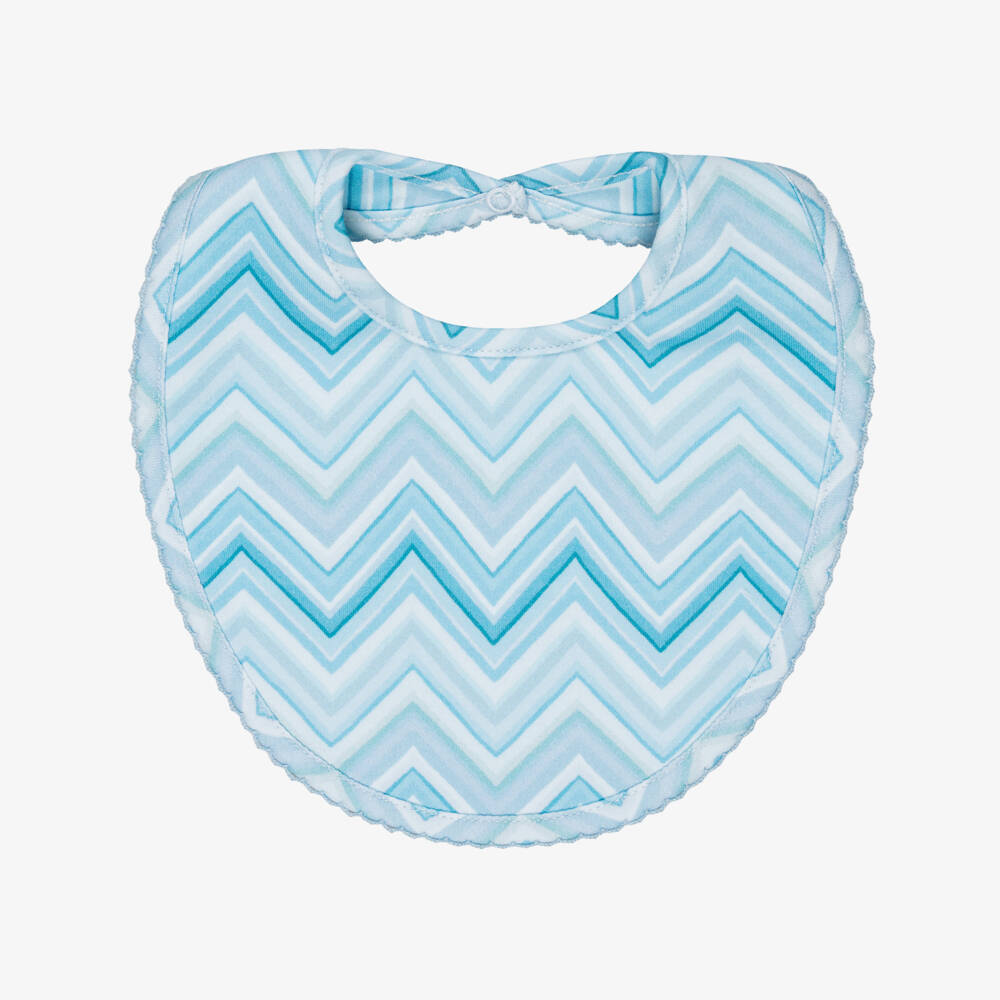 My Little Pie-Blue Zigzag Print Supima Cotton Baby Bib | Childrensalon