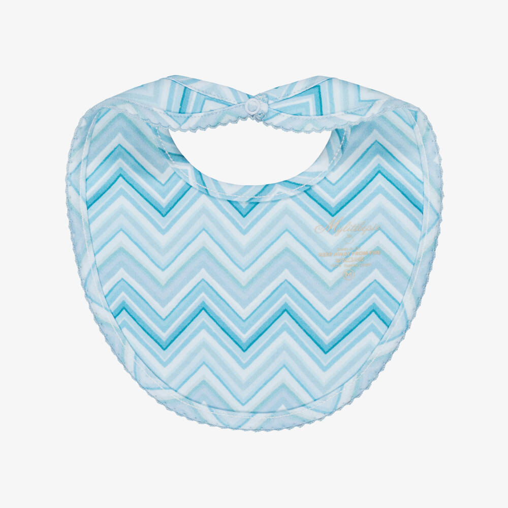 My Little Pie-Blue Zigzag Print Supima Cotton Baby Bib | Childrensalon