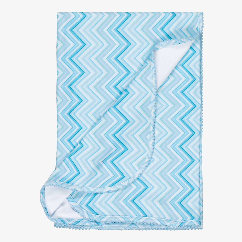 My Little Pie-Blue Zigzag Print Supima Cotton Blanket (82cm) | Childrensalon