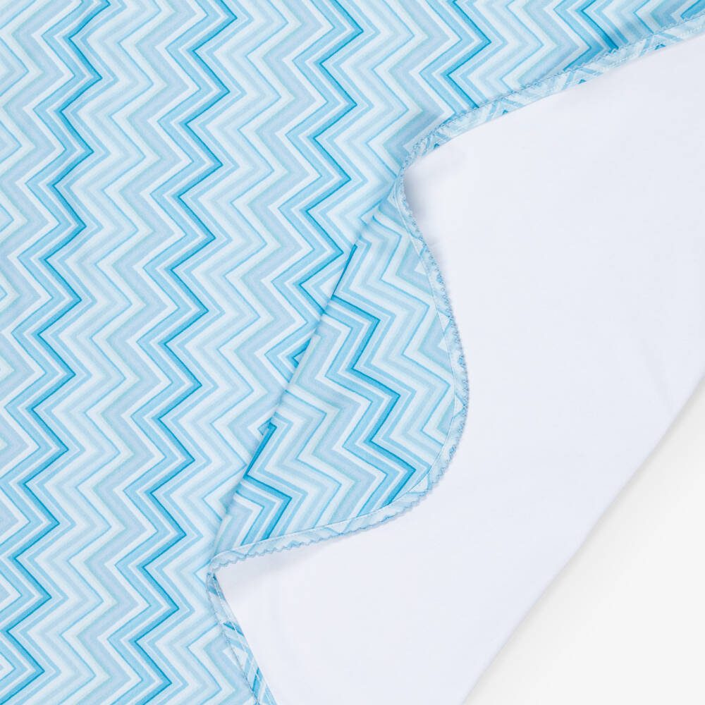 My Little Pie-Blue Zigzag Print Supima Cotton Blanket (82cm) | Childrensalon