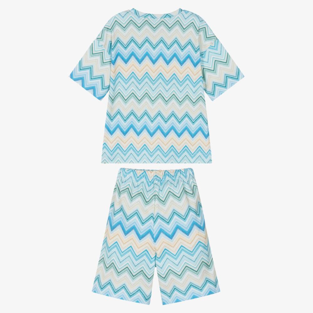 My Little Pie-Blue Zigzag Print Supima Cotton Pyjamas | Childrensalon