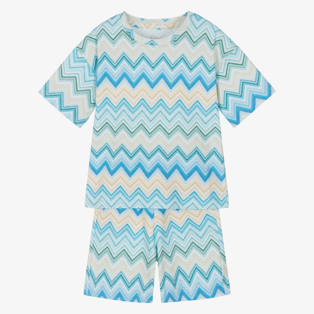 My Little Pie-Blue Zigzag Print Supima Cotton Pyjamas | Childrensalon