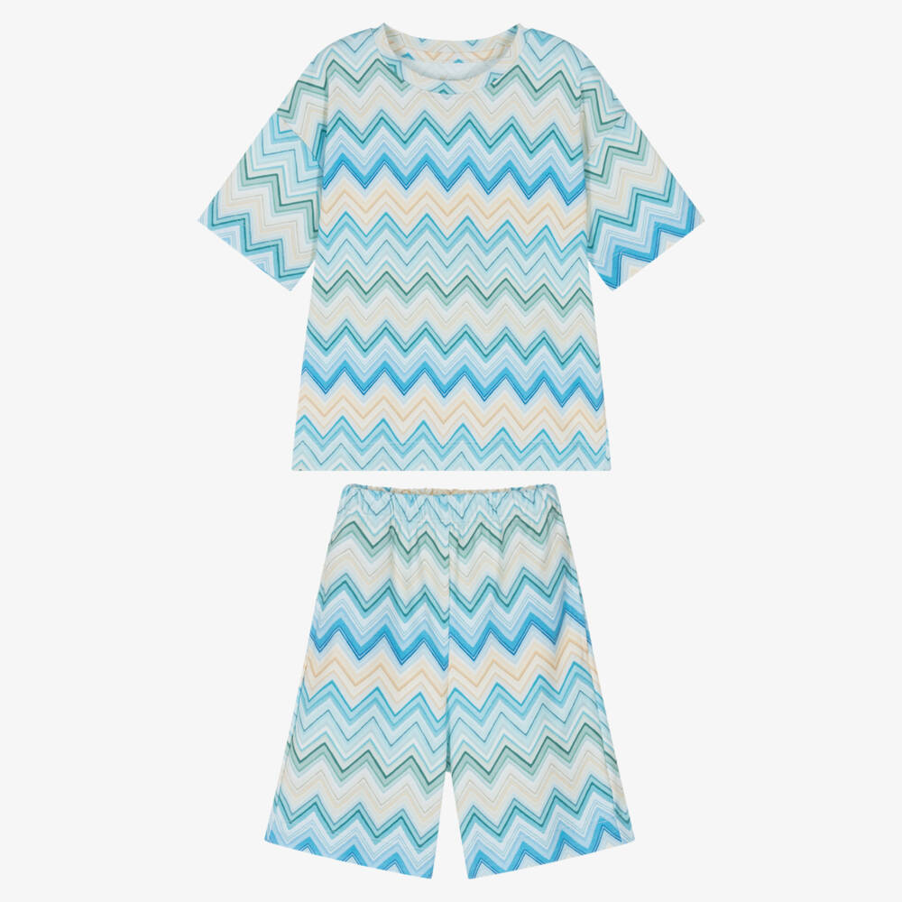 My Little Pie-Blue Zigzag Print Supima Cotton Pyjamas | Childrensalon