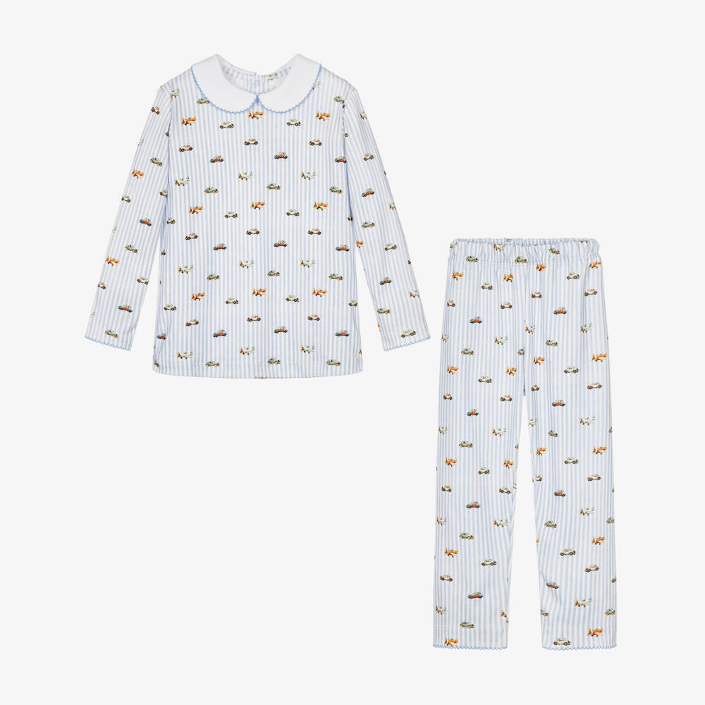My Little Pie-Boys Blue Striped Supima Cotton Pyjamas | Childrensalon