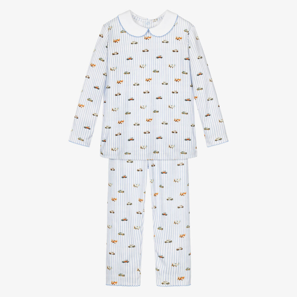 My Little Pie-Boys Blue Striped Supima Cotton Pyjamas | Childrensalon