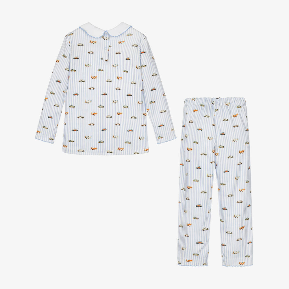 My Little Pie-Boys Blue Striped Supima Cotton Pyjamas | Childrensalon