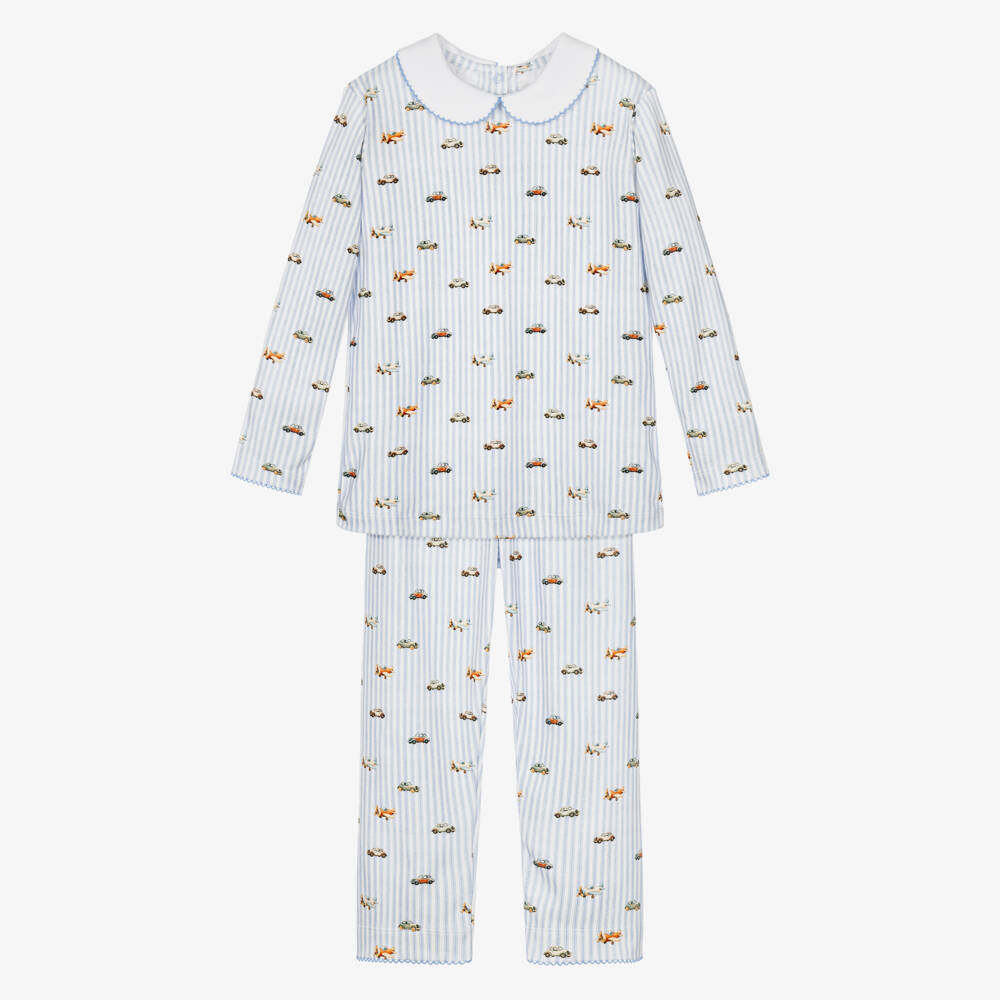 My Little Pie-Boys Blue Striped Supima Cotton Pyjamas | Childrensalon
