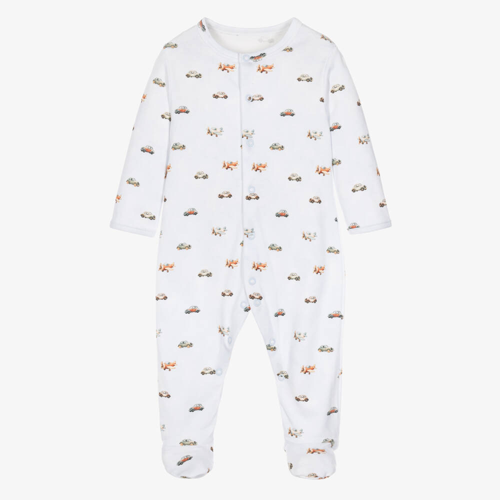 My Little Pie-Boys Velvet Blue Watercolour Cotton Babygrow | Childrensalon