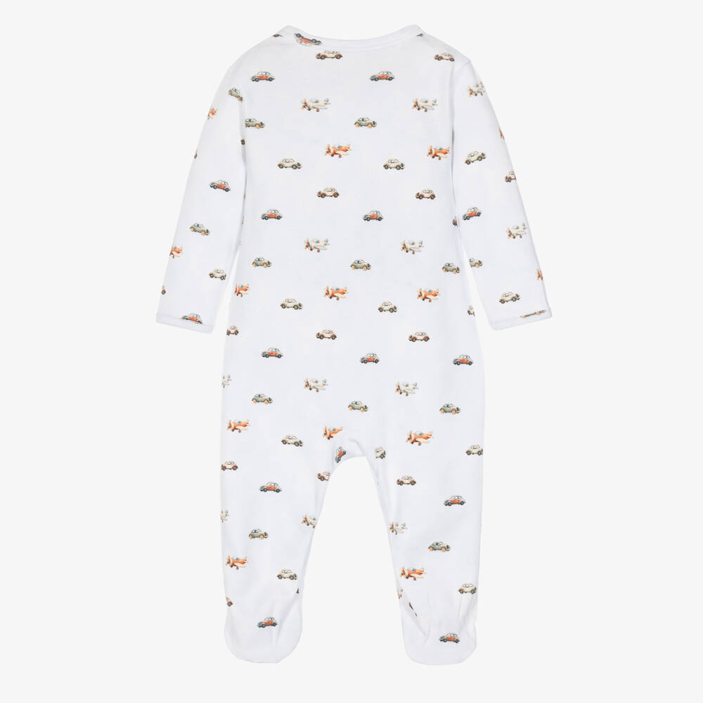 My Little Pie-Boys Velvet Blue Watercolour Cotton Babygrow | Childrensalon