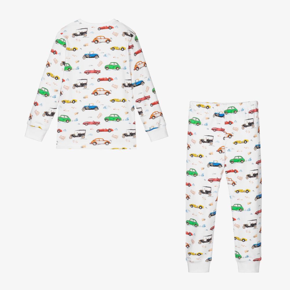 My Little Pie-Boys White Retro Cars Pyjamas | Childrensalon