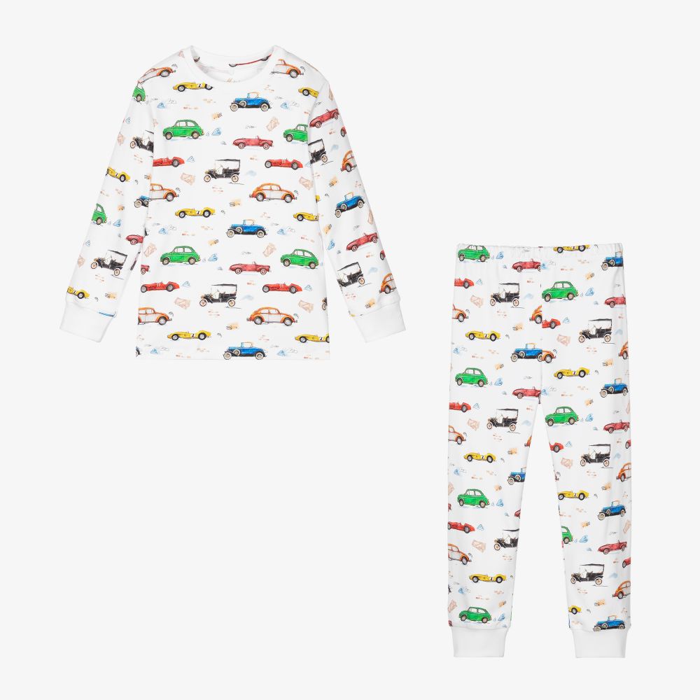 My Little Pie-Boys White Retro Cars Pyjamas | Childrensalon