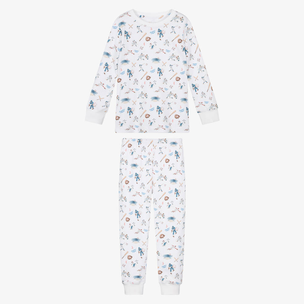 My Little Pie-Boys White Supima Cotton Baseball Pyjamas | Childrensalon