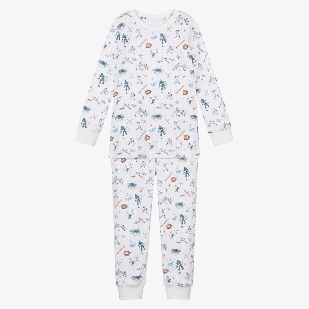 My Little Pie-Boys White Supima Cotton Baseball Pyjamas | Childrensalon