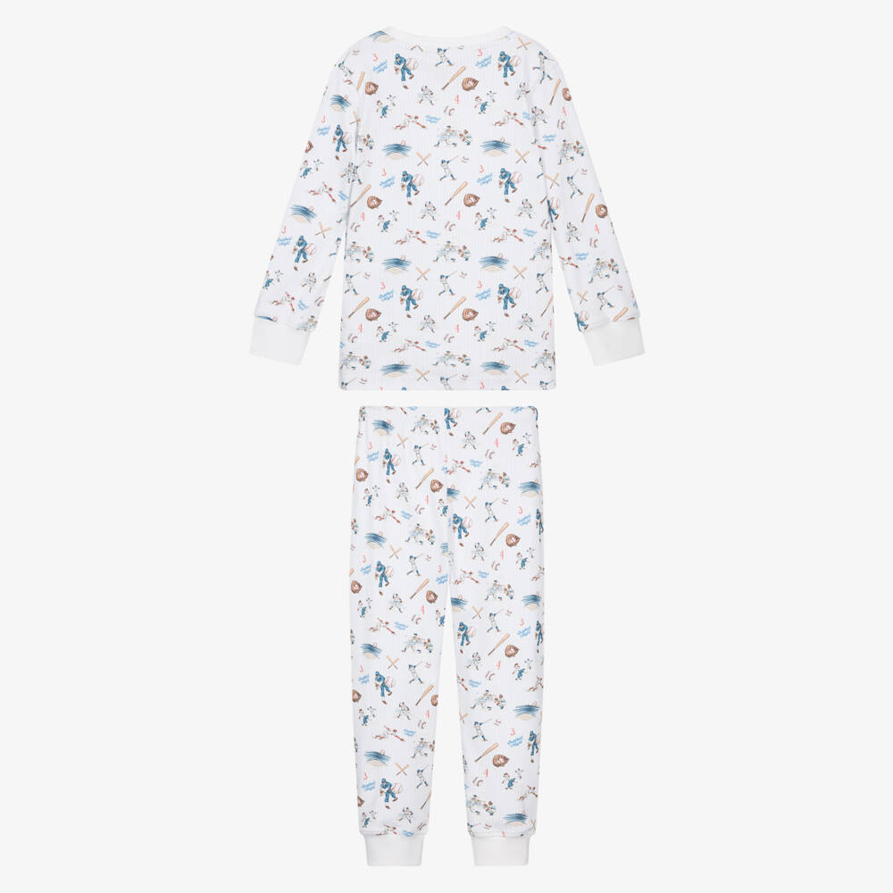 My Little Pie-Boys White Supima Cotton Baseball Pyjamas | Childrensalon
