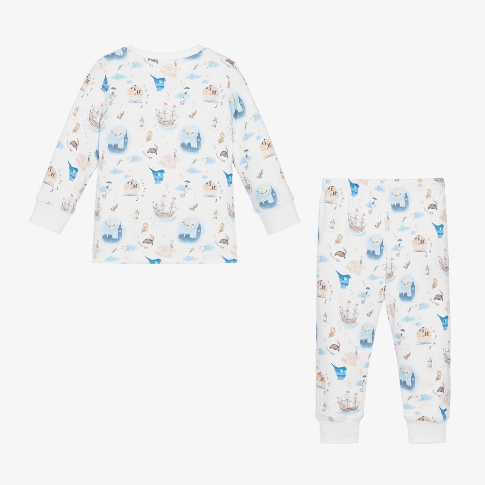 My Little Pie-Boys White Supima Cotton Peter Pan Pyjamas | Childrensalon