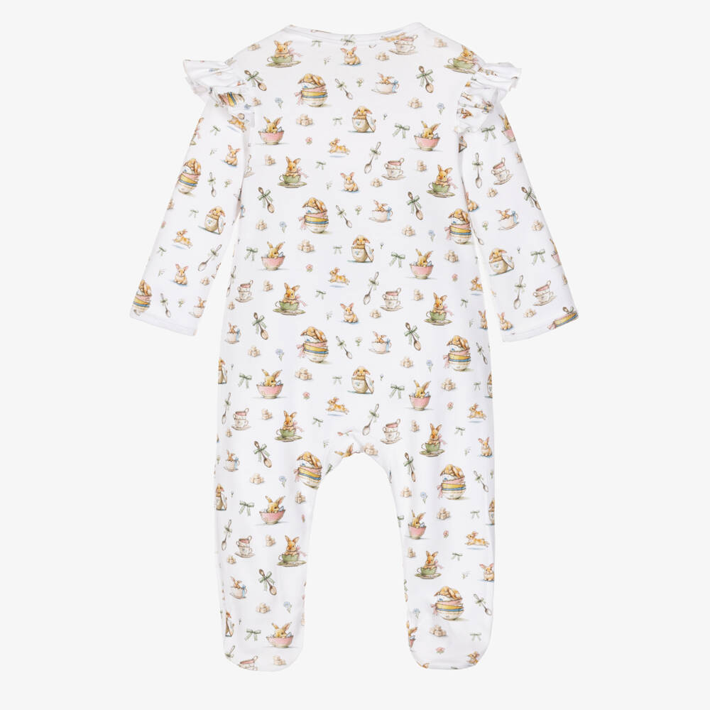 My Little Pie-Girls Ivory Bunny Tea Print Babygrow | Childrensalon