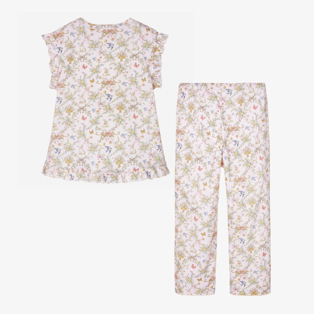 My Little Pie-Girls Pale Pink Cotton Jersey Petal Pyjamas | Childrensalon