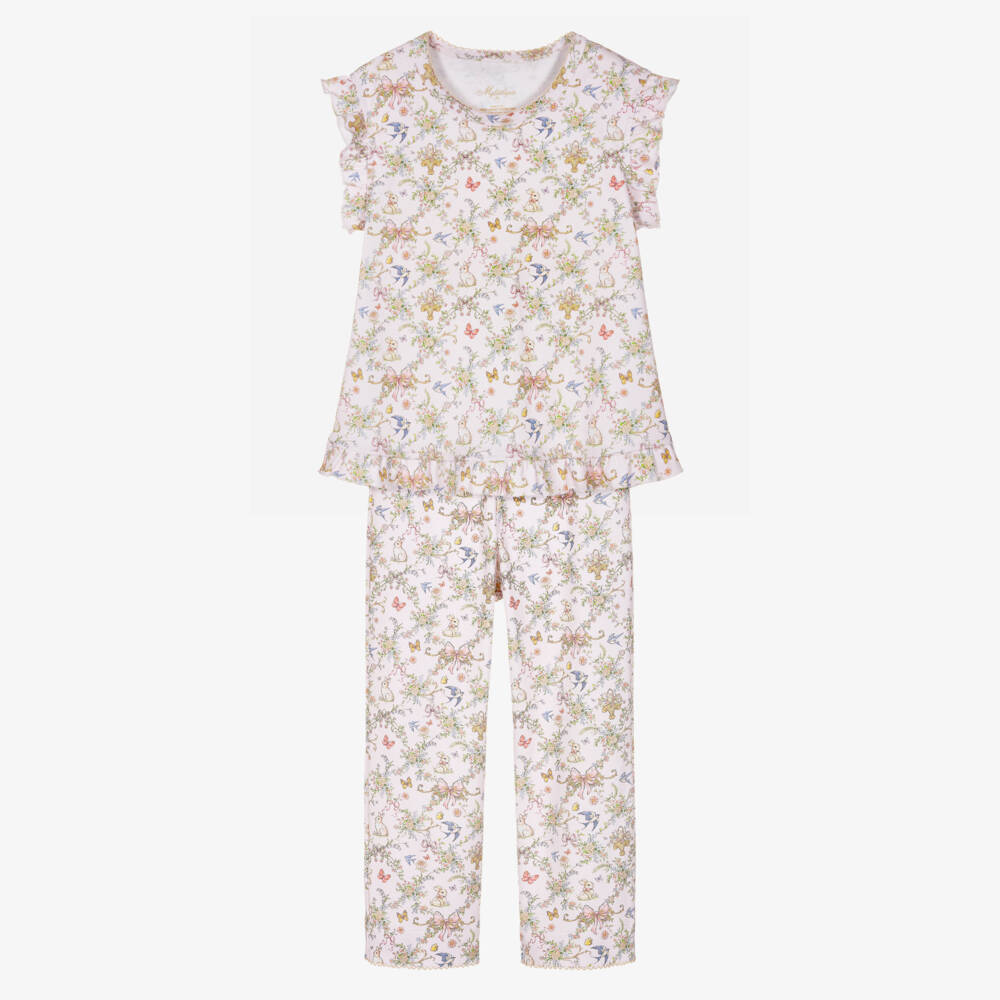 My Little Pie-Girls Pale Pink Cotton Jersey Petal Pyjamas | Childrensalon