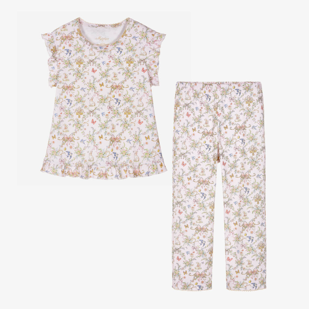 My Little Pie-Girls Pale Pink Cotton Jersey Petal Pyjamas | Childrensalon