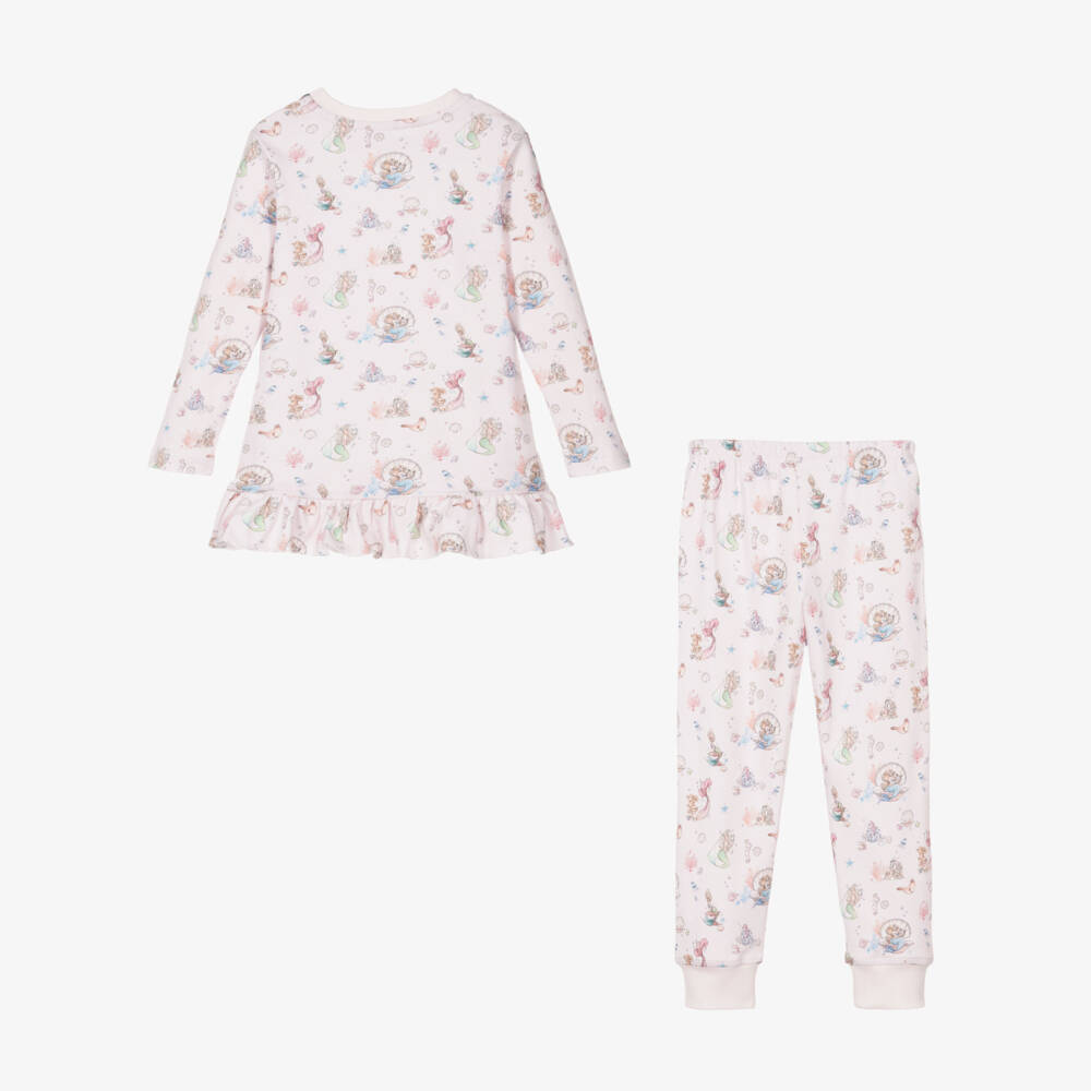 My Little Pie-Girls Pink Mermaid Print Supima Cotton Pyjamas | Childrensalon