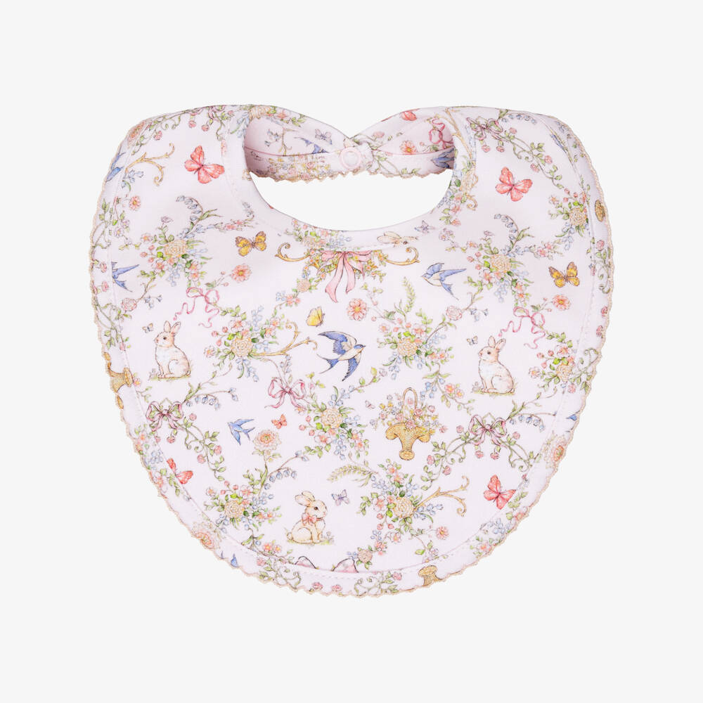My Little Pie-Girls Pink Petal Print Supima Cotton Baby Bib | Childrensalon