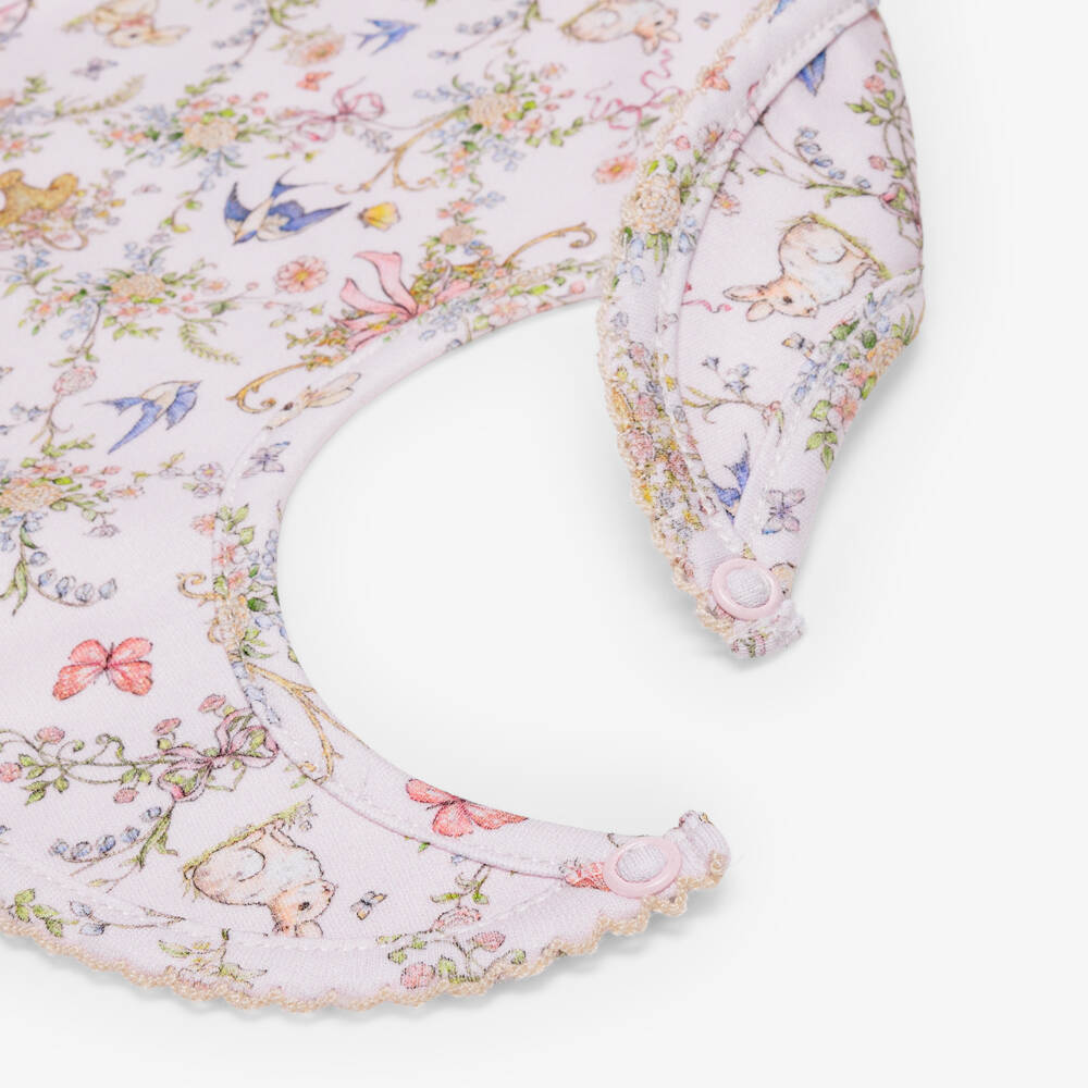 My Little Pie-Girls Pink Petal Print Supima Cotton Baby Bib | Childrensalon