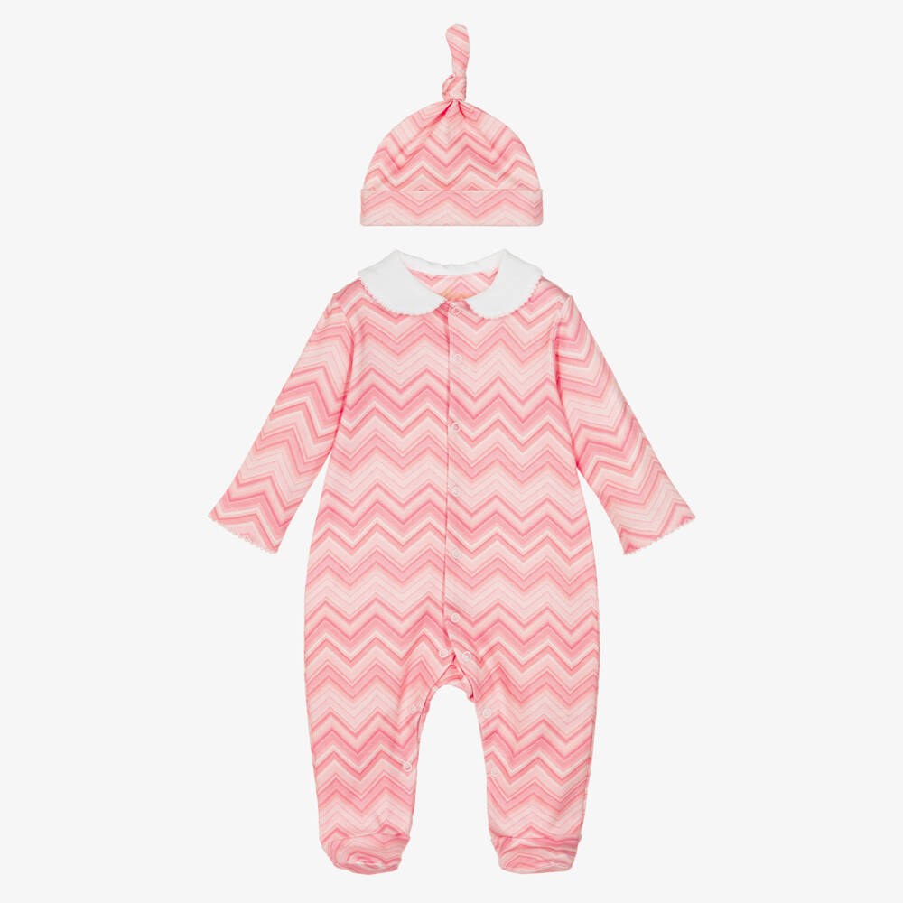 My Little Pie-Girls Pink Supima Cotton Zigzag Babygrow & Hat Set | Childrensalon