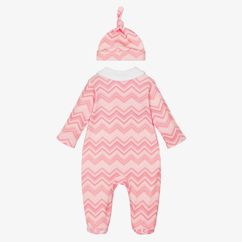 My Little Pie-Girls Pink Supima Cotton Zigzag Babygrow & Hat Set | Childrensalon