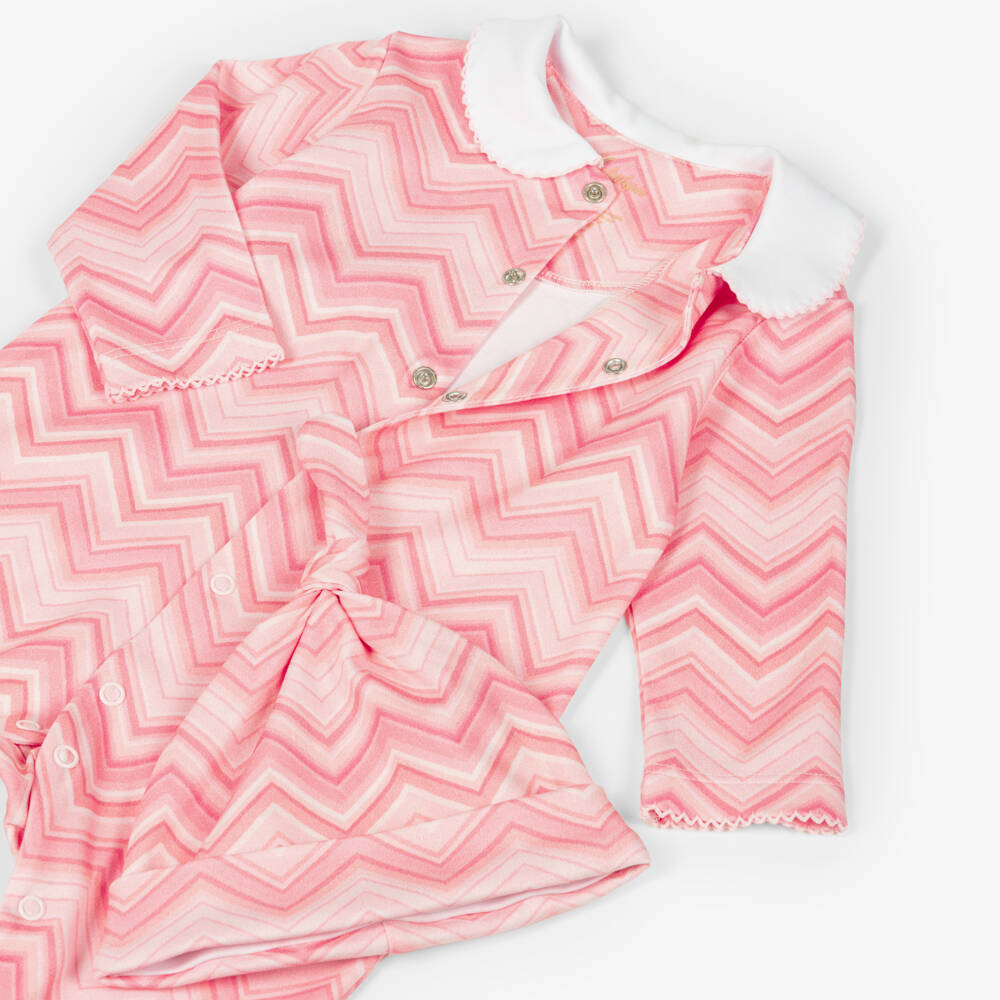 My Little Pie-Girls Pink Supima Cotton Zigzag Babygrow & Hat Set | Childrensalon