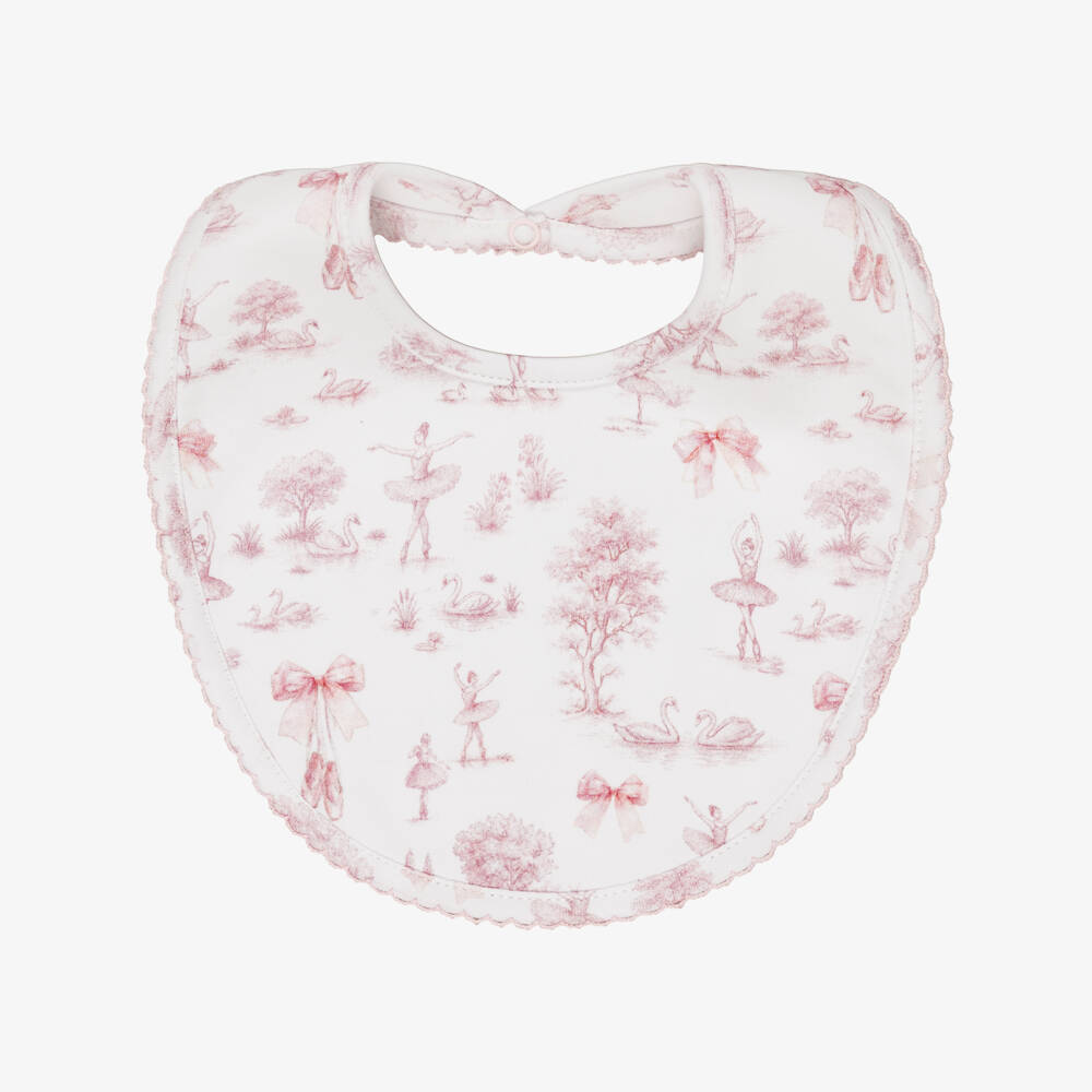 My Little Pie-Girls Pink Swan Lake Print Supima Cotton Baby Bib | Childrensalon