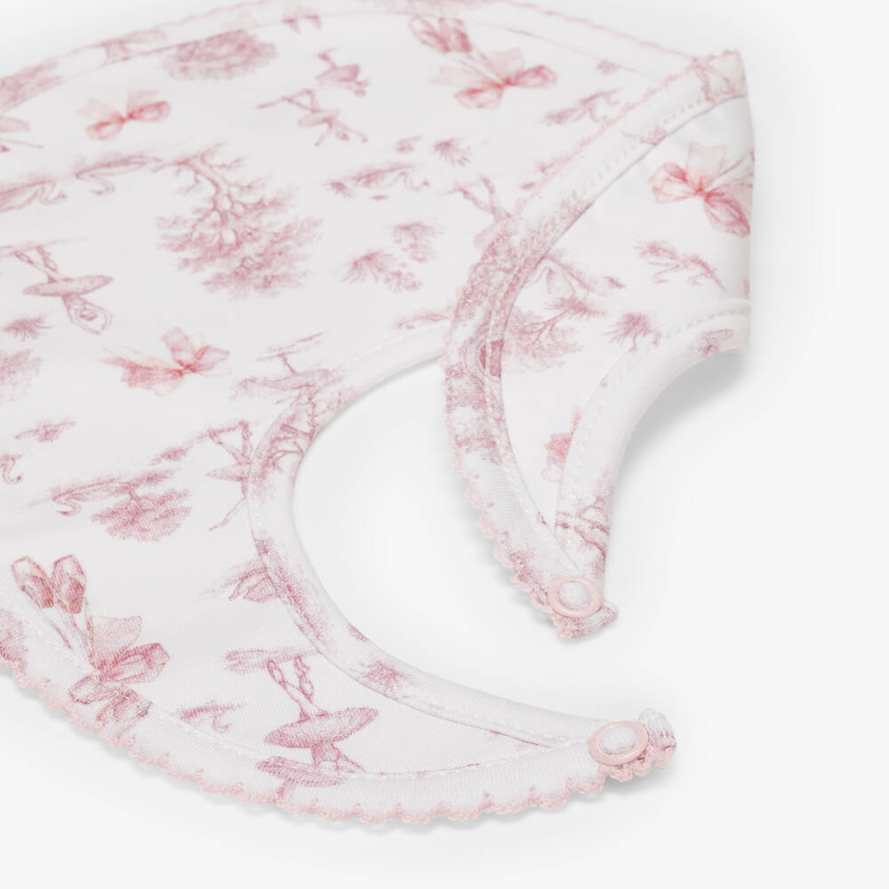 My Little Pie-Girls Pink Swan Lake Print Supima Cotton Baby Bib | Childrensalon