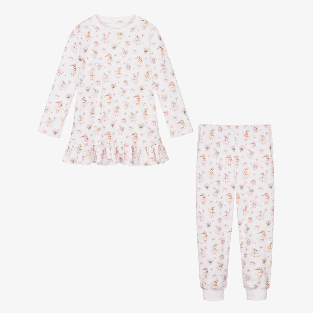 My Little Pie-Girls Pink & White Supima Cotton Bubbles Print Pyjamas | Childrensalon