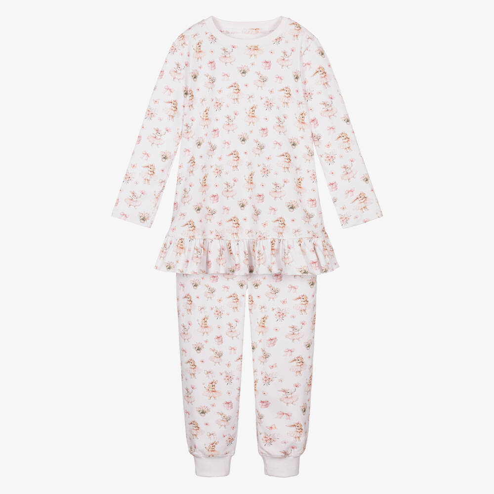 My Little Pie-Girls Pink & White Supima Cotton Bubbles Print Pyjamas | Childrensalon