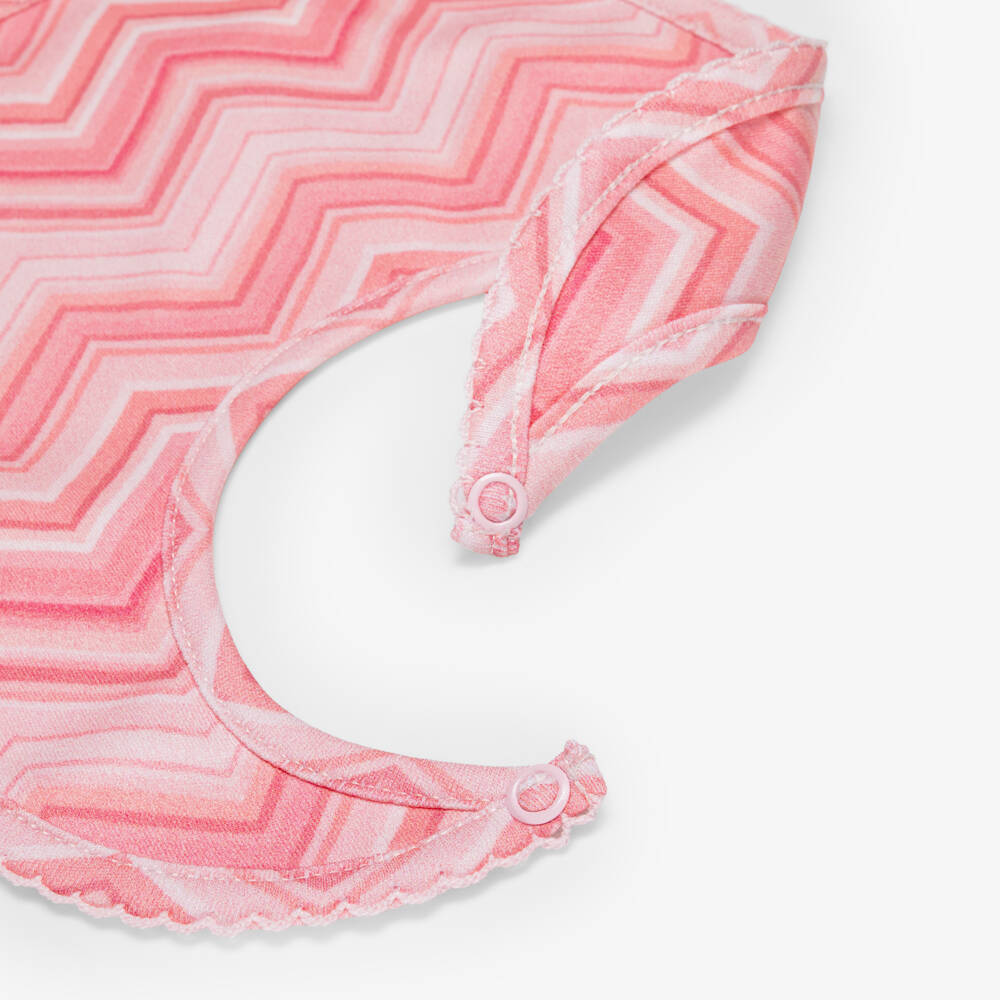 My Little Pie-Girls Pink Zigzag Print Supima Cotton Baby Bib | Childrensalon