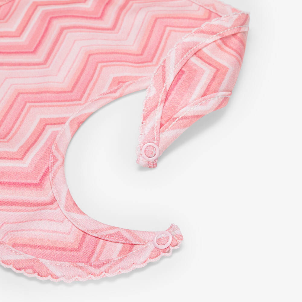 My Little Pie-Girls Pink Zigzag Print Supima Cotton Baby Bib | Childrensalon