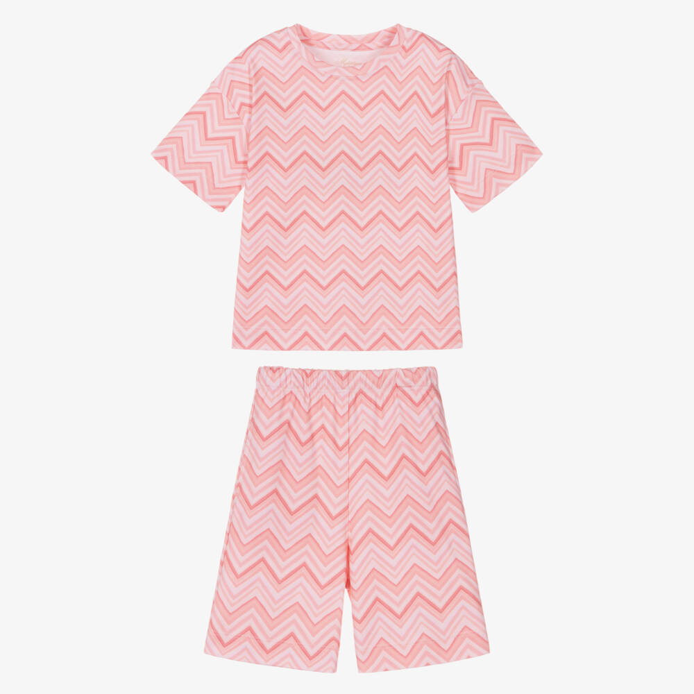 My Little Pie-Girls Pink Zigzag Print Supima Cotton Pyjamas | Childrensalon
