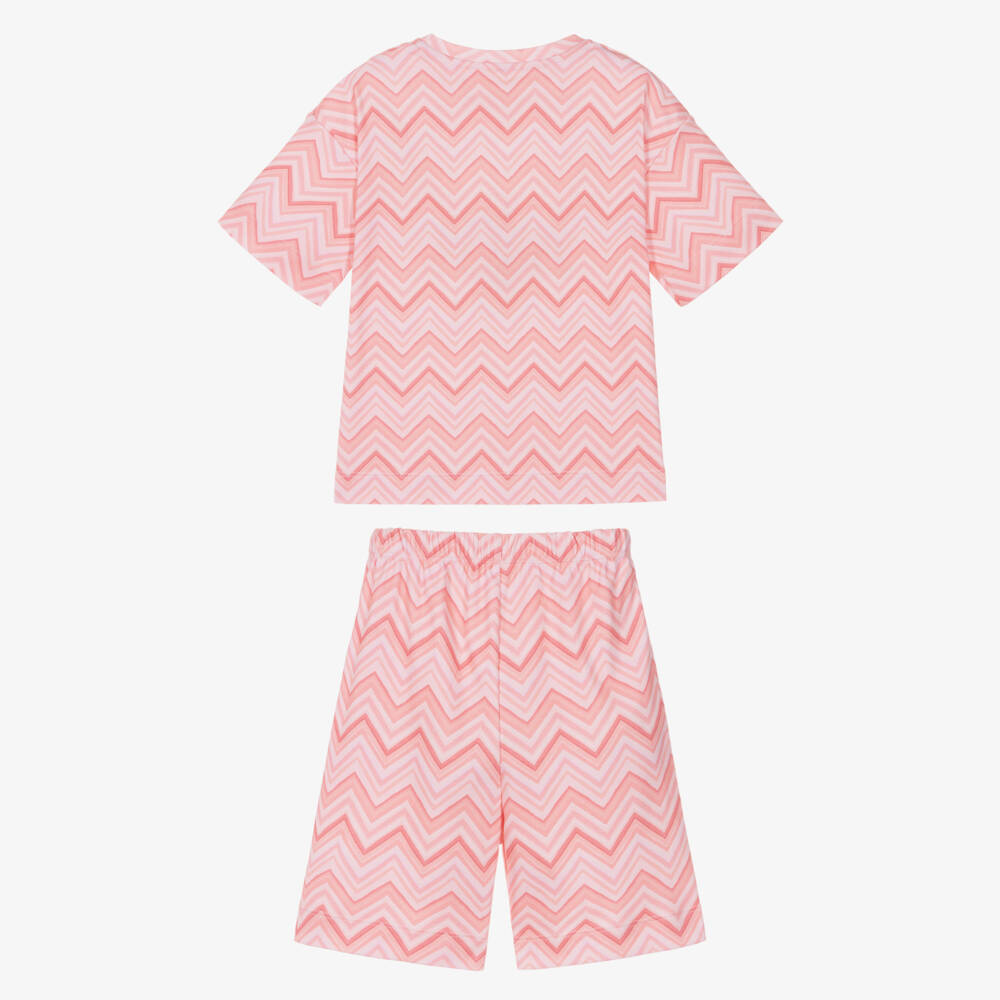 My Little Pie-Girls Pink Zigzag Print Supima Cotton Pyjamas | Childrensalon