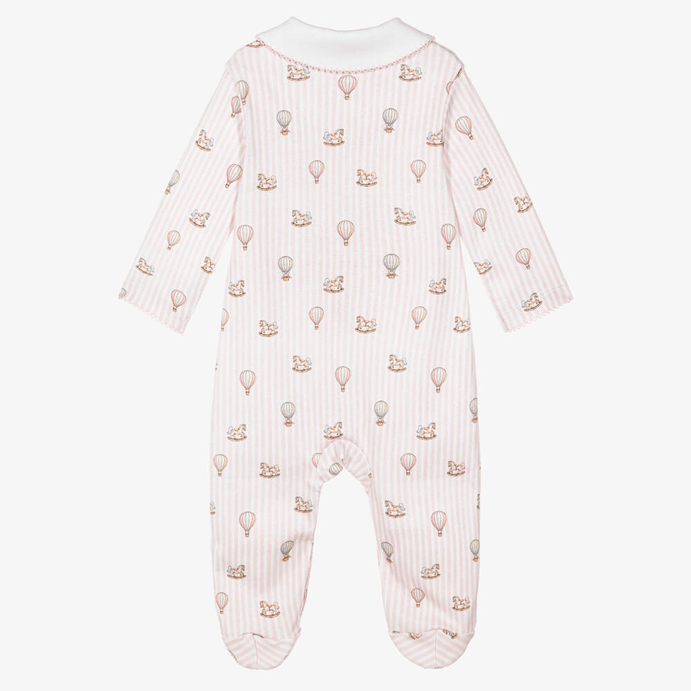 My Little Pie-Girls Velvet Pink Stripe Cotton Babygrow | Childrensalon