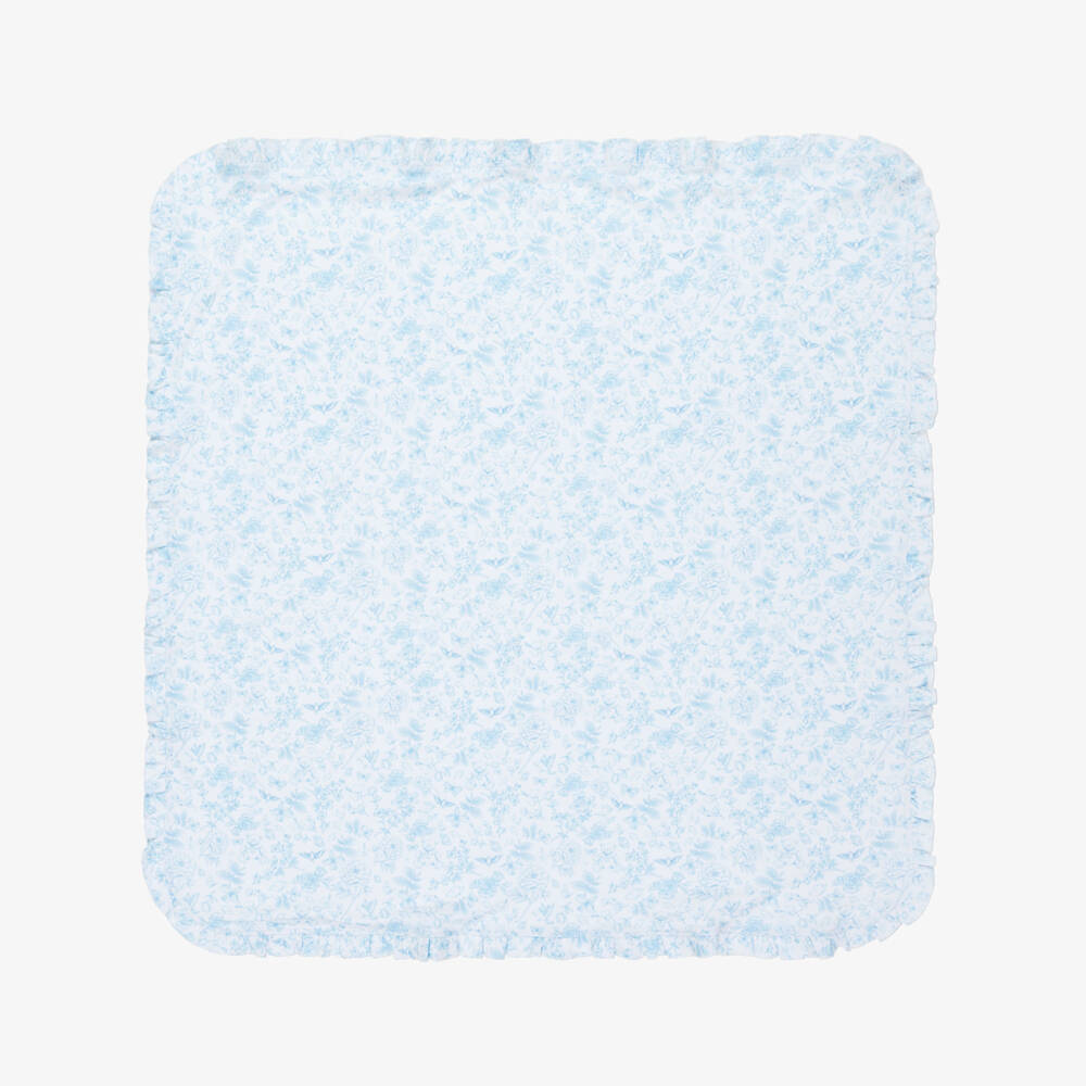 My Little Pie-Girls White & Blue Floral Print Supima Cotton Blanket (80cm) | Childrensalon