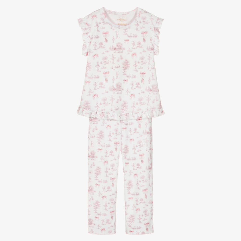 My Little Pie-Girls White & Pink Cotton Jersey Swan Lake Pyjamas | Childrensalon
