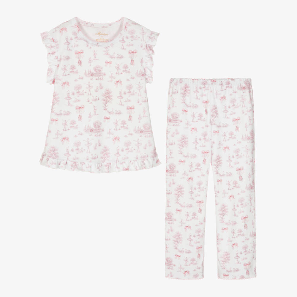 My Little Pie-Girls White & Pink Cotton Jersey Swan Lake Pyjamas | Childrensalon