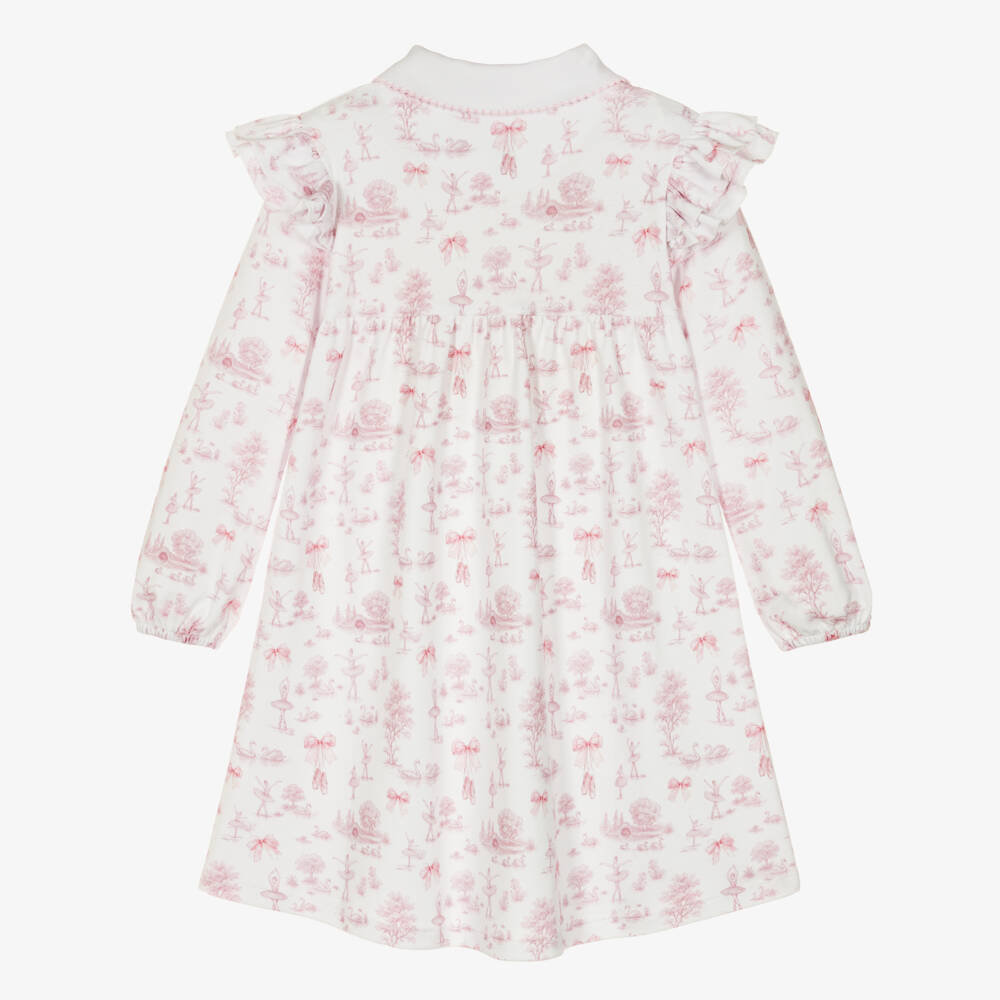 My Little Pie-Girls White & Pink Supima Cotton Swan Lake Nightdress | Childrensalon