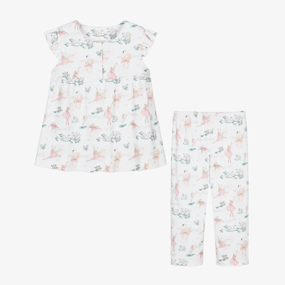 My Little Pie-Girls White Supima Cotton Ballerina Print Pyjamas | Childrensalon